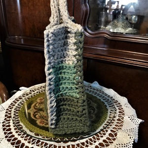 Horgolt táska, zsinórfonalból készült, közepes méret - táska & tok - kézitáska & válltáska - kézitáska - Meska.hu