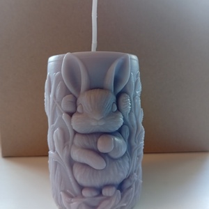 Kézműves nyuszis hengergyertya , Otthon & Életmód, Gyertya, illat, aroma, Gyertya, Gyertya-, mécseskészítés, MESKA