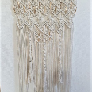 Elegáns makramé falidísz  arany részletekkel 107 x 52 cm TAMI 2, Otthon & Lakás, Dekoráció, Fali és függő dekoráció, Falra akasztható dekor, Csomózás, Meska