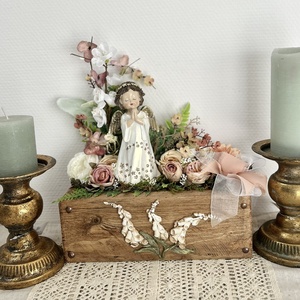 Romantikus vintage angyalos dekoráció 27 x 13 x 33 cm Az Angyalok köztünk járnak - otthon & életmód - dekoráció - asztal és polc dekoráció - asztaldísz - Meska.hu