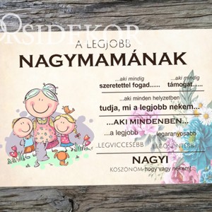 A LEGJOBB NAGYMAMÁNAK Ajándék tábla - fekvő, Otthon & Életmód, Dekoráció, Kép & Falikép, Táblakép, , MESKA