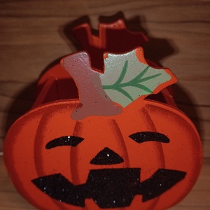 Halloween szalvétatartó - tök, Otthon & Életmód, Dekoráció, Halloween, Halloweeni dekoráció, Famegmunkálás, Festett tárgyak, MESKA