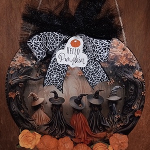 Halloweeni boszorkányok ajtódsz - Meska.hu