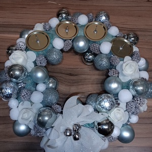 Türkiz adventi koszorú , Karácsony, Adventi díszek, Adventi koszorú, Mindenmás, MESKA