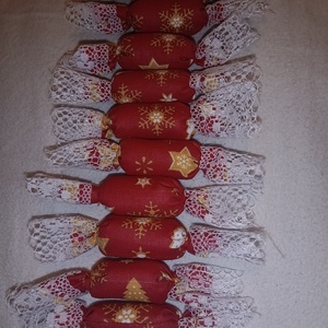 Textil szaloncukor piros-arany - Meska.hu