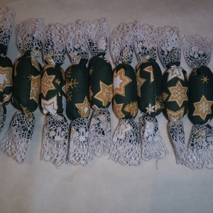 Textil szaloncukor zöld-arany - Meska.hu