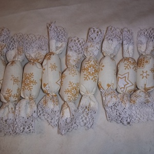 Textil szaloncukor feh�r- karamell - Meska.hu