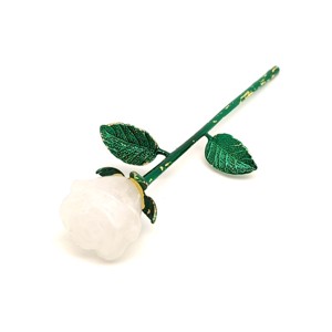 Hegyikristály ásvány rózsa fém szárral 23 cm ajándék dísztárgy - Meska.hu