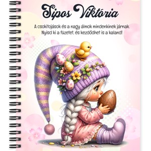 Személyre szabható - Húsvéti manólány csokival mintás A6-os füzet, Otthon & Életmód, Papír, írószer, Jegyzetfüzet & Napló, , MESKA
