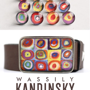 Kandinsky körök nemesacél bedugós fülbevaló (piros-kék) - ékszer - fülbevaló - pötty fülbevaló - Meska.hu