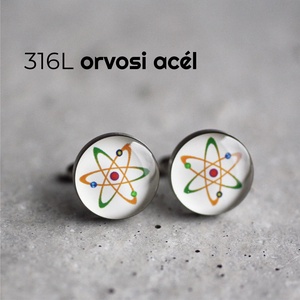 Atom nemesacél mandzsetta gombok (fehér), Ékszer, Mandzsettagomb és Nyakkendőtű, Ékszerkészítés, Mindenmás, MESKA
