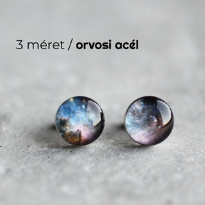 Lila világűr orvosi acél pötty fülbevalók, Ékszer, Pötty fülbevaló, Fülbevaló, Ékszerkészítés, Mindenmás, MESKA