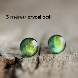 Zöld világűr orvosi acél pötty fülbevalók, Ékszer, Fülbevaló, Pötty fülbevaló, Ékszerkészítés, MESKA
