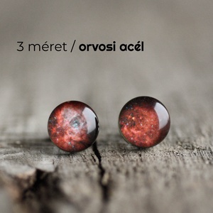 Piros világűr orvosi acél pötty fülbevalók, Ékszer, Pötty fülbevaló, Fülbevaló, Ékszerkészítés, Mindenmás, MESKA