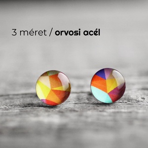 Színes geometrikus nemesacél fülbevalók - ékszer - fülbevaló - pötty fülbevaló - Meska.hu