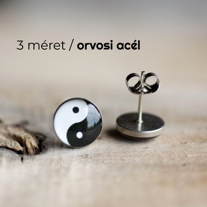 Jin-Jang nemesacél fülbevaló (bedugós), Ékszer, Pötty fülbevaló, Fülbevaló, Ékszerkészítés, Mindenmás, MESKA