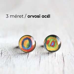 Kandinsky körök nemesacél bedugós fülbevaló (zöld-sárga) - Meska.hu