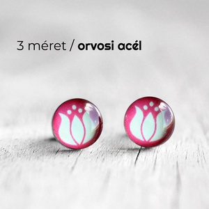 Kalocsai motívumos nemesacél fülbevaló (pink-világoskék, bedugós), Ékszer, Pötty fülbevaló, Fülbevaló, Ékszerkészítés, Mindenmás, MESKA