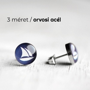 Vitorlás nemesacél bedugós fülbevaló, Ékszer, Pötty fülbevaló, Fülbevaló, Ékszerkészítés, Mindenmás, MESKA