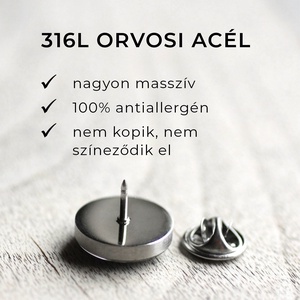 PI orvosi acél KITŰZŐ, HAJTÓKADÍSZ - ékszer - kitűző és bross - kitűző - Meska.hu