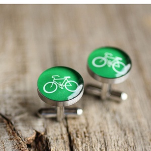 Bicikli nemesacél mandzsetta gombok (zöld), Ékszer, Mandzsettagomb és Nyakkendőtű, Ékszerkészítés, Mindenmás, MESKA