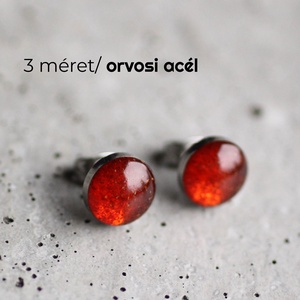 Pirospaprikás nemesacél fülbevaló (piros, 10 mm) - Meska.hu