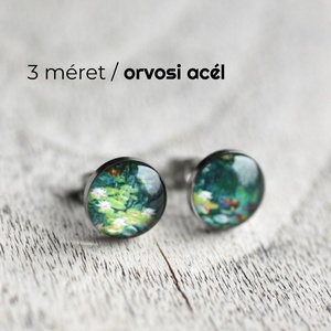 Monet nemesacél fülbevaló (zöld), Ékszer, Fülbevaló, Pötty fülbevaló, Ékszerkészítés, Mindenmás, Meska