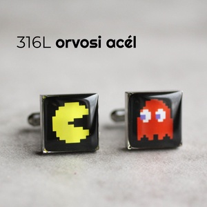 Pac Man nemesacél mandzsettagombok, Ékszer, Mandzsettagomb és Nyakkendőtű, Ékszerkészítés, Mindenmás, Meska