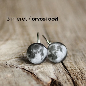 Telihold nemesacél fülbevaló (függő, 12 mm / 17 mm / 23 mm) - Meska.hu