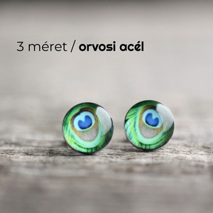 Zöld páva orvosi acél pötty fülbevalók, Ékszer, Fülbevaló, Pötty fülbevaló, Ékszerkészítés, MESKA