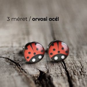 Katicabogár orvosi acél pötty fülbevaló, Ékszer, Fülbevaló, Pötty fülbevaló, Ékszerkészítés, MESKA