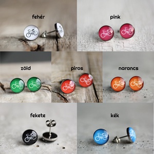 Bicikli nemesacél beszúrós fülbevaló , TÖBB SZÍN - ékszer - fülbevaló - pötty fülbevaló - Meska.hu