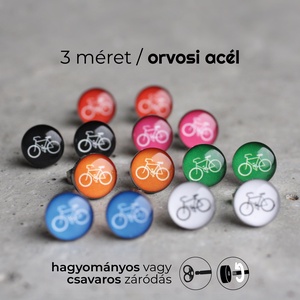Bicikli nemesacél beszúrós fülbevaló , TÖBB SZÍN, Ékszer, Fülbevaló, Pötty fülbevaló, Ékszerkészítés, Mindenmás, MESKA