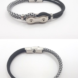 LÁNC (fekete-fehér) paracord karkötő - ékszer - karkötő - karperec - Meska.hu