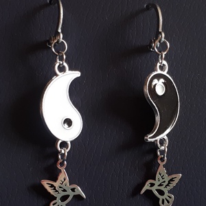 JIN-JANG nemesacél fülbevaló (kolibris) - ékszer - fülbevaló - lógó fülbevaló - Meska.hu