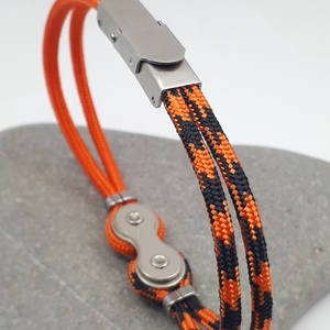 LÁNC (fekete-narancs) paracord karkötő - ékszer - karkötő - karperec - Meska.hu