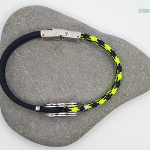 LÁNC (fekete-neon sárga) paracord karkötő - ékszer - karkötő - karperec - Meska.hu