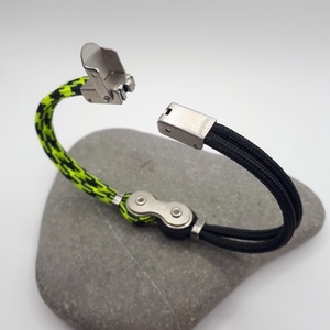 LÁNC (fekete-neon sárga) paracord karkötő - ékszer - karkötő - karperec - Meska.hu