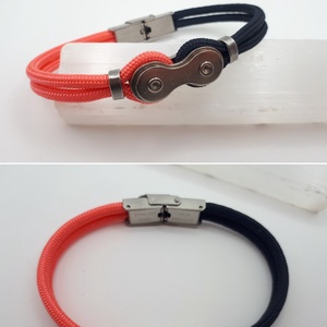 LÁNC (korall-sötétkék) paracord karkötő - ékszer - karkötő - karperec - Meska.hu