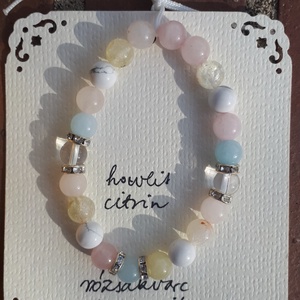 TAVASZ ásvány karkötő morganittal - ékszer - karkötő - gyöngyös karkötő - Meska.hu