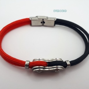 LÁNC - (piros-fekete) paracord karkötő - ékszer - karkötő - karperec - Meska.hu