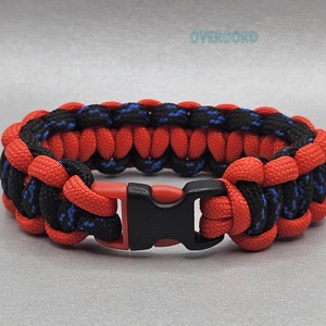 PIROS-FEKETE-KÉK paracord karkötő - ékszer - karkötő - fonott karkötő - Meska.hu