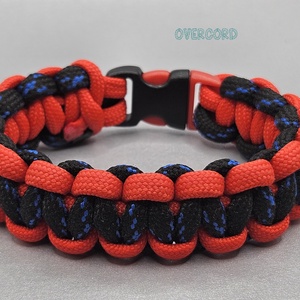 PIROS-FEKETE-KÉK paracord karkötő - ékszer - karkötő - fonott karkötő - Meska.hu