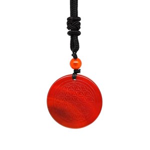 Kör életvirág karneol medál zsinóron 3,5cm - Meska.hu
