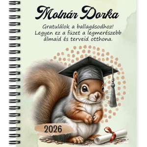 Személyre szabható - 2026 Ballagás - Mókus mintás füzet, Otthon & Életmód, Papír, írószer, Jegyzetfüzet & Napló, , MESKA