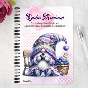 Személyre szabható - Édes Áfonyás manó mintás A5-ös füzet - otthon & életmód - papír, írószer - jegyzetfüzet & napló - Meska.hu