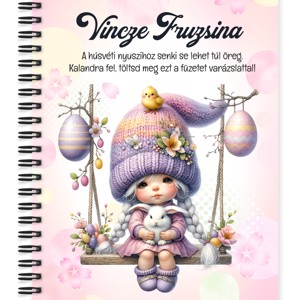 Személyre szabható - Hintázós Húsvéti manólány csibével mintás A6-os füzet, Otthon & Életmód, Papír, írószer, Jegyzetfüzet & Napló, , MESKA