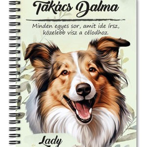 Személyre szabható - Vidám Skót juhászkutya portré mintás A5-ös füzet, Otthon & Életmód, Papír, írószer, Jegyzetfüzet & Napló, , MESKA