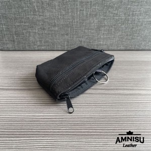 Gyűrt fekete kettő cipzáras kulcstartó B8019 - táska & tok - kulcstartó & táskadísz - kulcstartó - Meska.hu