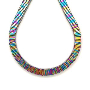 Hematit szinezett szivárvány négyzet 6x1mm  ékszerkészítő alapanyag (füzér), Kellékek & szerszámok, Ásvány alapanyag, Ásványfüzér, , MESKA